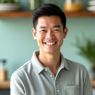 Portrait of James Chen, a fit and friendly male certified nutritionist.