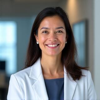 Portrait of Dr. Maria Santos, a knowledgeable and approachable female integrative medicine physician.