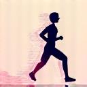 Icon representing personalized exercise protocols with a dynamic figure engaged in movement and a heart rate monitor.